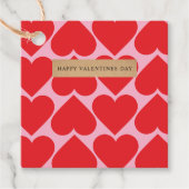 名前ファンシー付きロマンチックな赤とピンクのハートパターン フェイバータグ (正面)