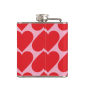 名前ファンシー付きロマンチックな赤とピンクのハートパターン フラスク (裏面)