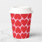 名前ファンシー付きロマンチックな赤とピンクのハートパターン 紙コップ (裏面)