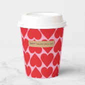 名前ファンシー付きロマンチックな赤とピンクのハートパターン 紙コップ (正面)