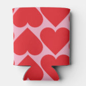 名前ファンシー付きロマンチックな赤とピンクのハートパターン 缶クーラー (裏面)