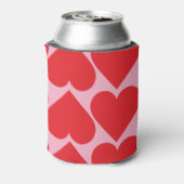 名前ファンシー付きロマンチックな赤とピンクのハートパターン 缶クーラー (缶裏面)