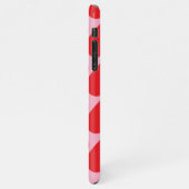 名前ファンシー付きロマンチックな赤とピンクのハートパターン iPhoneケース (左側)