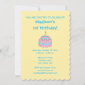 名前ファーストお誕生日ケーキアートパーティの招待状 招待状 (裏面)