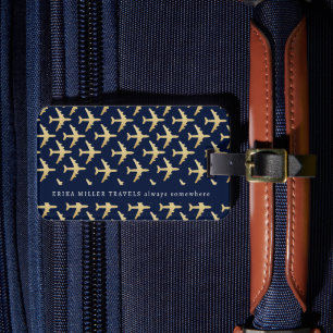 名前フェイク金ゴールド機旅行 ラゲッジタグ