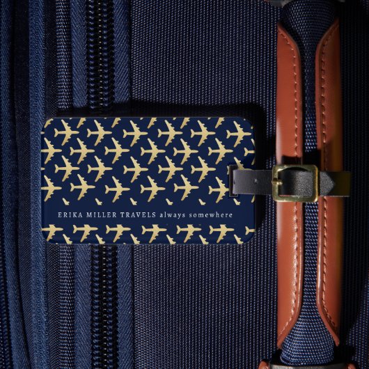 名前フェイク金ゴールド機旅行 ラゲッジタグ (正面インサイチュ4)