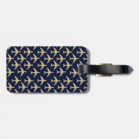 名前フェイク金ゴールド機旅行 ラゲッジタグ (裏面横)