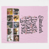 名前フォトコラージュ最高のママーエバーレトロタイポグラフィ フリースブランケット (正面(横))