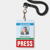 名前フォトジャーナリストReporterプレスパスIDカード バッジ (Front with Lanyard)