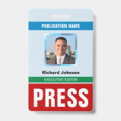 名前フォトジャーナリストReporterプレスパスIDカード バッジ (Back)