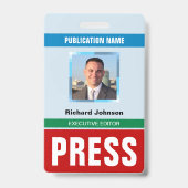 名前フォトジャーナリストReporterプレスパスIDカード バッジ (Front)