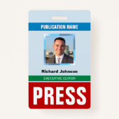 名前フォトジャーナリストReporterプレスパスIDカード バッジ (正面)