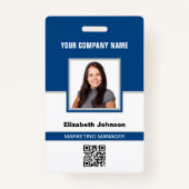 名前フォトロゴQRコード企業の従業員IDカード バッジ (正面)
