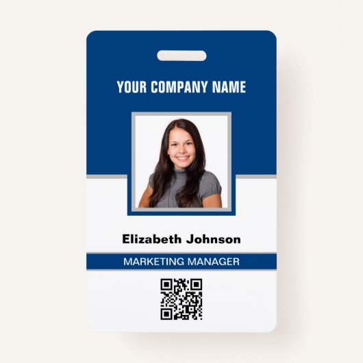 名前フォトロゴQRコード企業の従業員IDカード バッジ (正面)