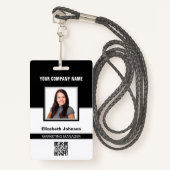 名前フォトロゴQRコード企業の従業員IDカード バッジ (正面ランヤード)