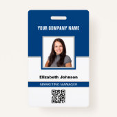 名前フォトロゴQRコード企業の従業員IDカード バッジ (正面)