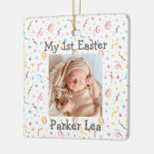 名前フォト文字 | フォトキープサケ私の最初の復活祭 セラミックオーナメント (左)