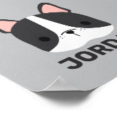 名前フランスのポスター付きパーソナライズされたかわいいブルドッグ ポスター (角)