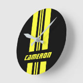 名前フルカスタムカラーレースストライプ1 ラウンド壁時計 (傾斜)