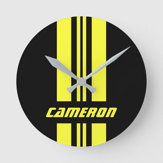 名前フルカスタムカラーレースストライプ1 ラウンド壁時計 (正面)