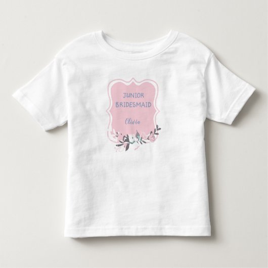 名前フレーム付きジュニア花嫁フローラ トドラーTシャツ (正面)