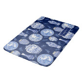 名前フローラネイビーnホワイトジンジャージャーブラワーヴィンテージ バスマット (アングル)