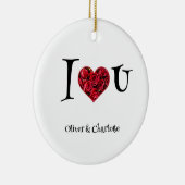 名前フローラ赤いハート愛するバレンタインデー セラミックオーナメント (右)