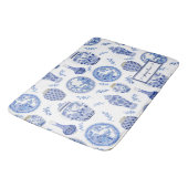 名前フローラ青nホワイトジンジャージャーフラワーヴィンテージ バスマット (アングル)