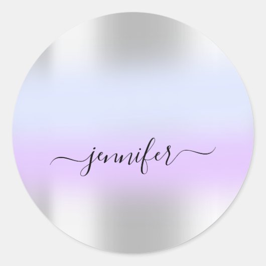 名前ブライダルグラデーション。紫感謝していブルーシルバー ラウンドシール (正面)