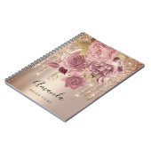 名前ブライダルシャワードリップスバラピンクローズ ノートブック (左側)