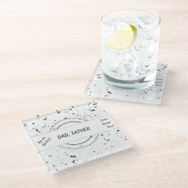 名前ブラック&グレーチップスTerrazzoパタ男らしーン ガラスコースター