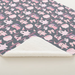 名前ブランケットピンクかわいいハロウィーン シェルパブランケット