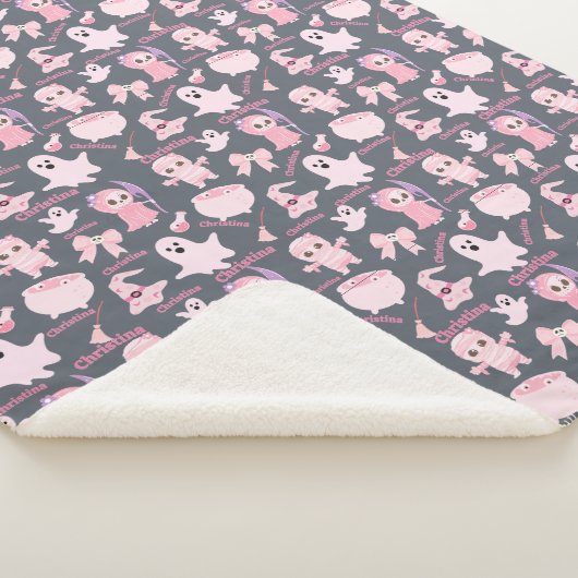 名前ブランケットピンクかわいいハロウィーン シェルパブランケット (3/4)