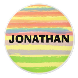 名前ブルーオレンジ緑のスストライプセラミックスノブ セラミックノブ