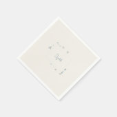 名前ブルーパーソナライズされたフローラクリーム赤ちゃんシャワー スタンダードカクテルナプキン (角)