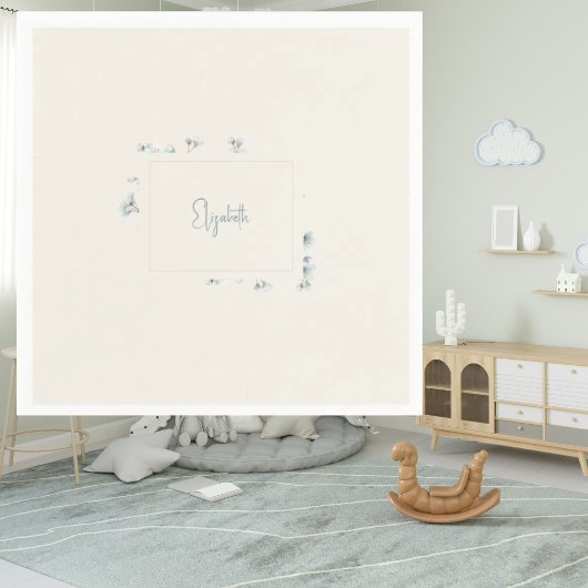 名前ブルーパーソナライズされたフローラクリーム赤ちゃんシャワー スタンダードカクテルナプキン