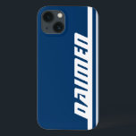 名前ブルー&ホワイトストライプスポーツipadケース iPhone 13ケース<br><div class="desc">スポーツ赤と白スタイルipadケースカバー。ケース読：大門または好きな名前でこのケースをパーソナライズ。子供や大人が鮮やかノックやススポーツのキッと失救済敗から保護イパードを楽しむための完璧な贈り物。独自に設計されたサラ・トレット。</div>
