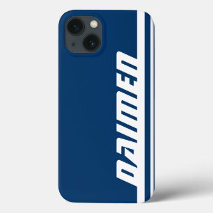 名前ブルー&ホワイトストライプスポーツipadケース iPhone 13ケース