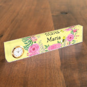 名前プレートイエロー(昆虫)マルハナバチピンクフローラ デスクネームプレート (側面)