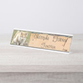 名前プレート猫の動物。 デスクネームプレート (正面)