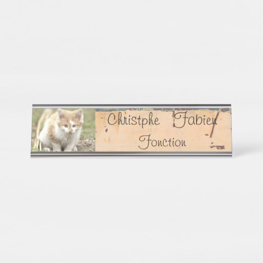 名前プレート猫の動物。 デスクネームプレート (正面)