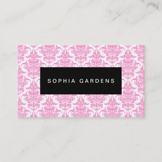 名前プレート – ダマスク – ピンク 名刺 (正面)