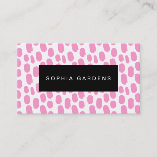 名前プレート-絵を描ストローク – ピンク 名刺 (正面)