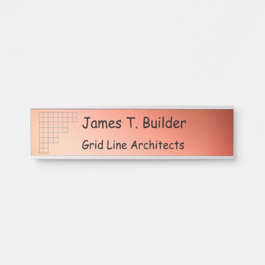 名前プレート – 金属背景のコーナーグリッド サインプレート (正面)