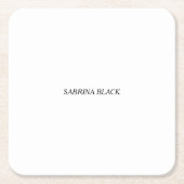 名前プレーンモダンミニマルシンプルリスト スクエアペーパーコースター (正面)