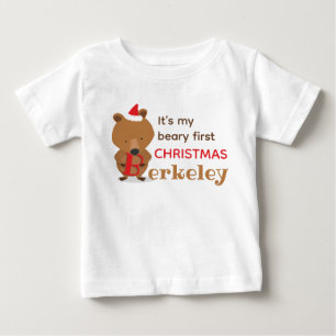 名前ベアー初めてのクリスマス ベビーTシャツ