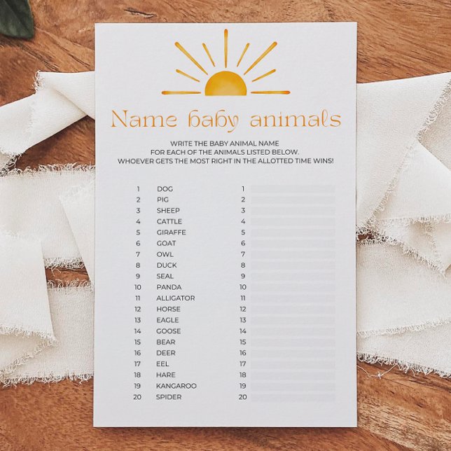 名前ベビーアニマル赤ちゃんシャワーゲーム (クリエイターアップロード済み)
