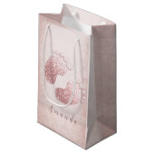 名前ベビー足バラ金ゴールドベビーシャワーピンクガール スモールペーパーバッグ (正面アングル)