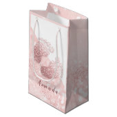 名前ベビー足バラ金ゴールドベビーシャワーピンクホワイト スモールペーパーバッグ (正面アングル)