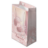 名前ベビー足バラ金ゴールドベビーシャワーピンク赤面 スモールペーパーバッグ (正面アングル)